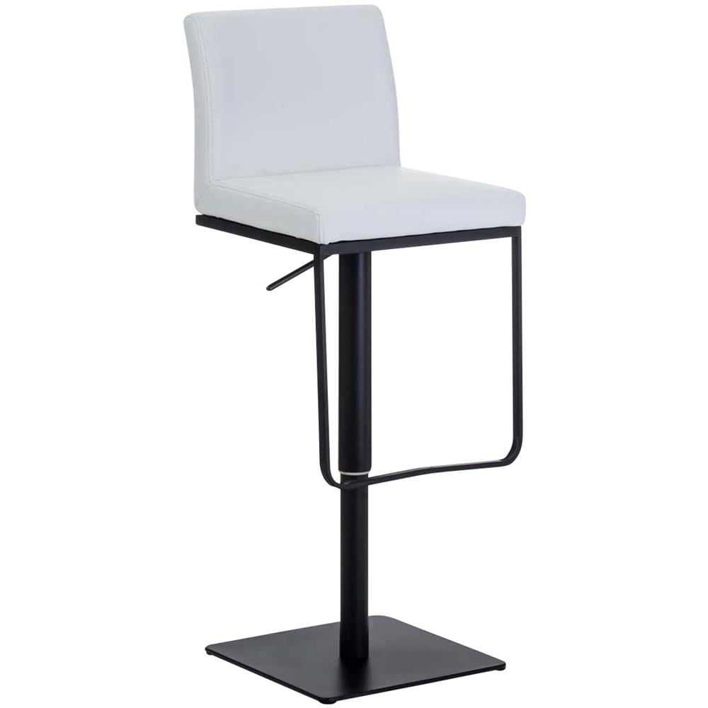 Sgabello Bar Panama in Similpelle E Metallo I Sgabello Alto Girevole E Regolabile 58-82 CM I Sedia Cucina Moderna Bianco Metallo Nero Opaco - Foto 1
