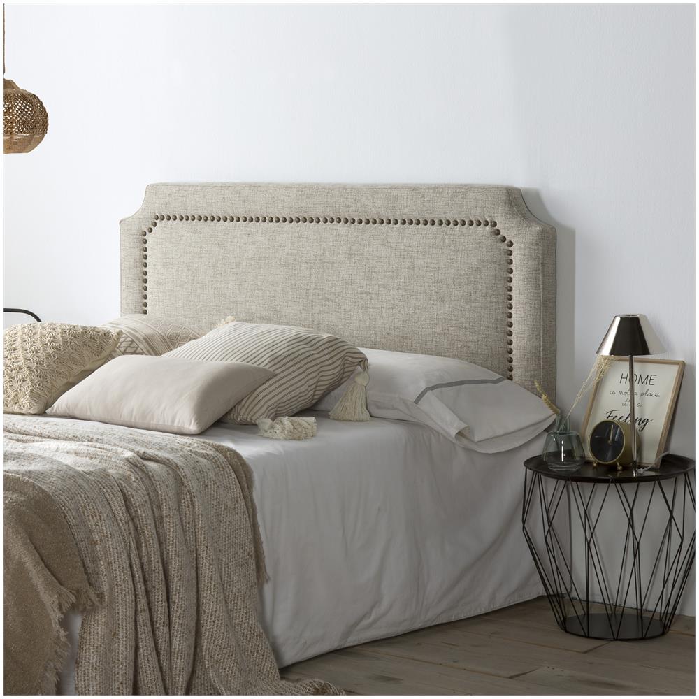 Testata Imbottita Leonor 160x60cm Grigio, Borchie Marrone, Spessore Totale Di 8 Cm - Foto 5