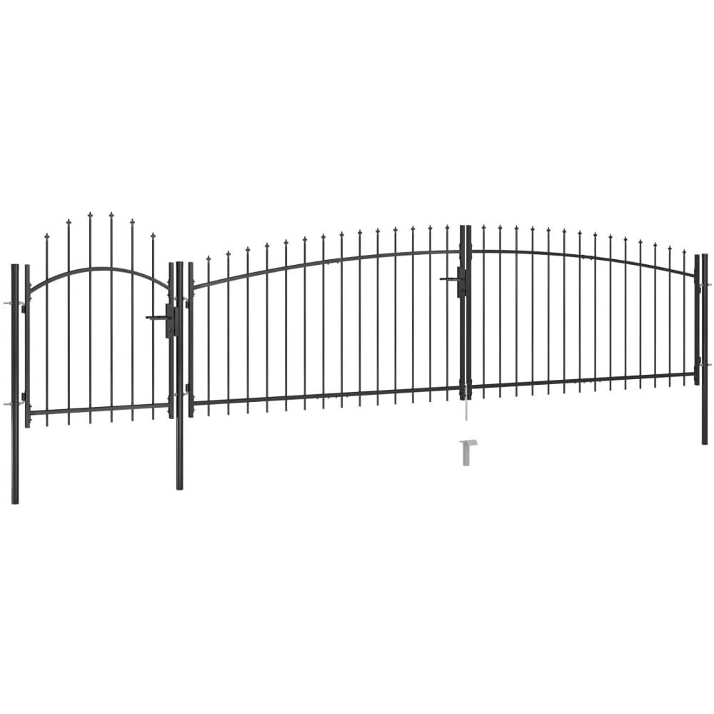 Cancello Da Giardino Con Punta A Lancia 5x1,5 M Nero - Foto 2