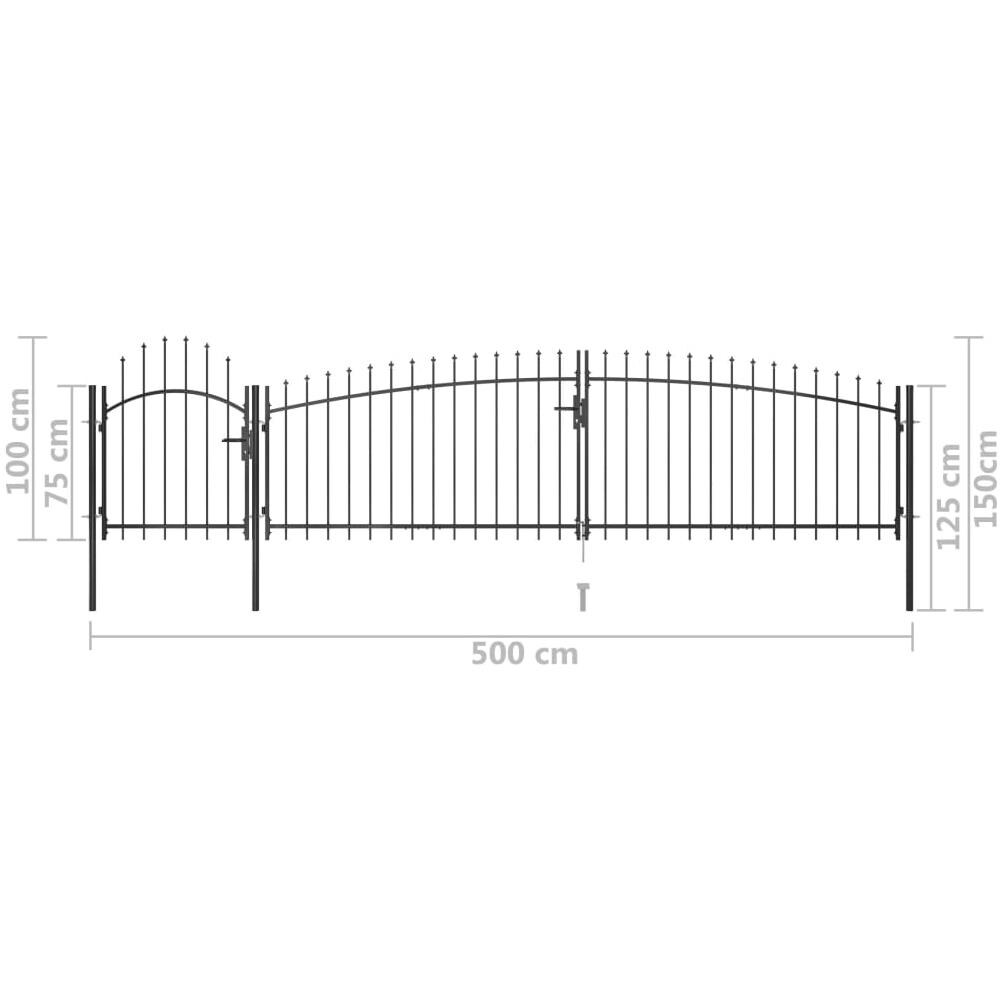 Cancello Da Giardino Con Punta A Lancia 5x1,5 M Nero - Foto 5