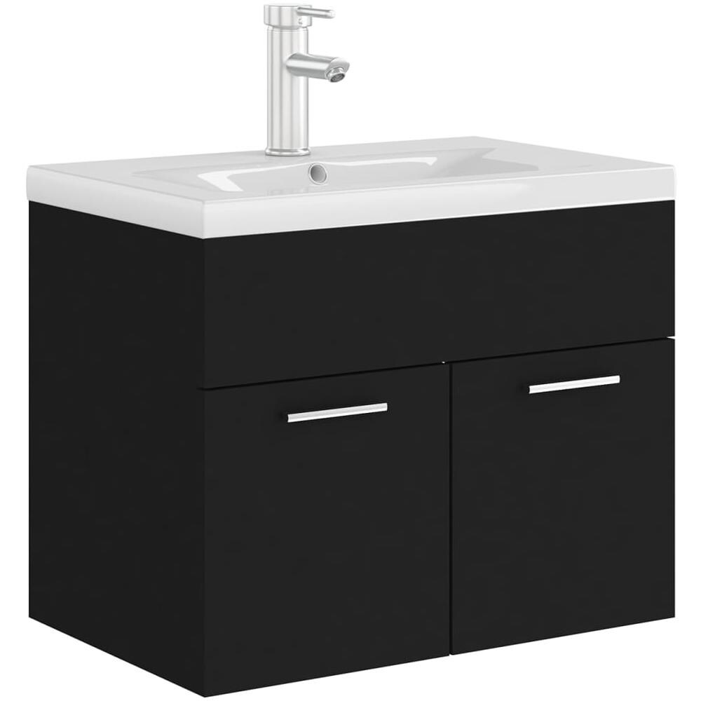 Mobile Bagno Con Lavabo Integrato Nero In Truciolato - Foto 2