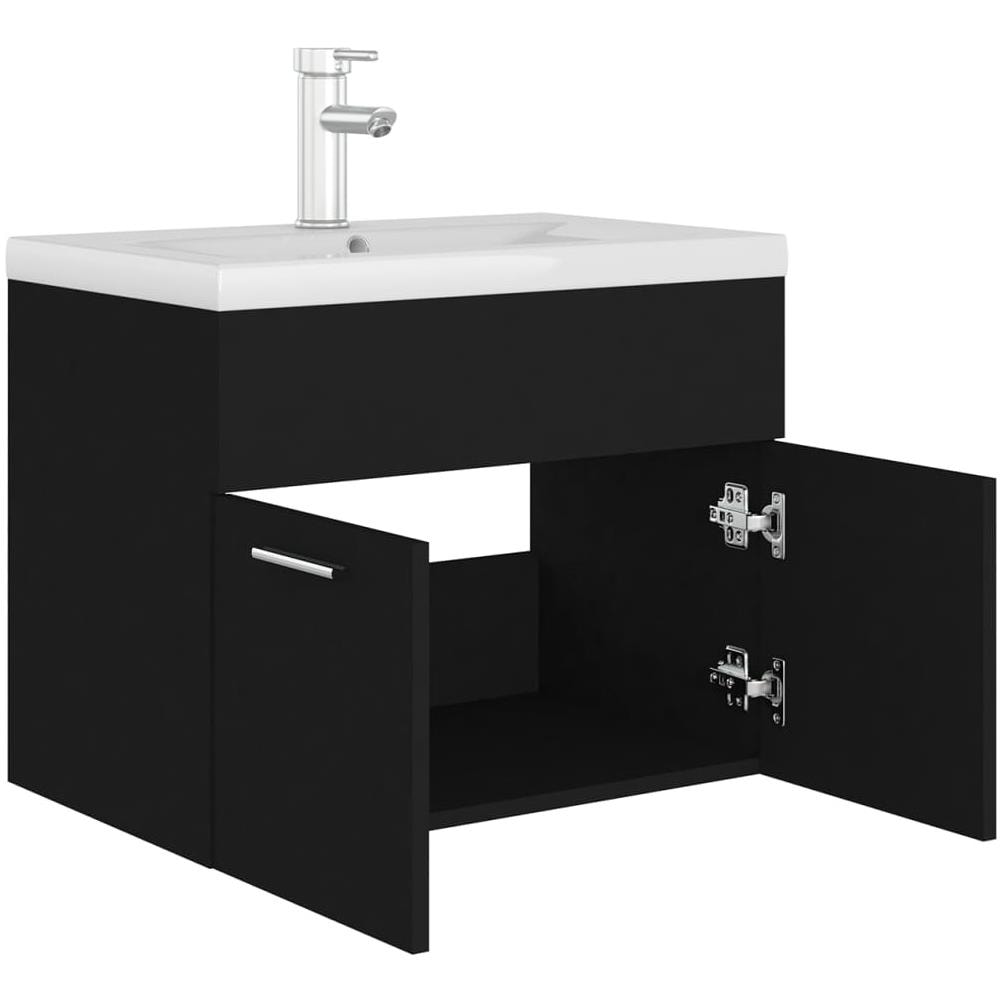 Mobile Bagno Con Lavabo Integrato Nero In Truciolato - Foto 7