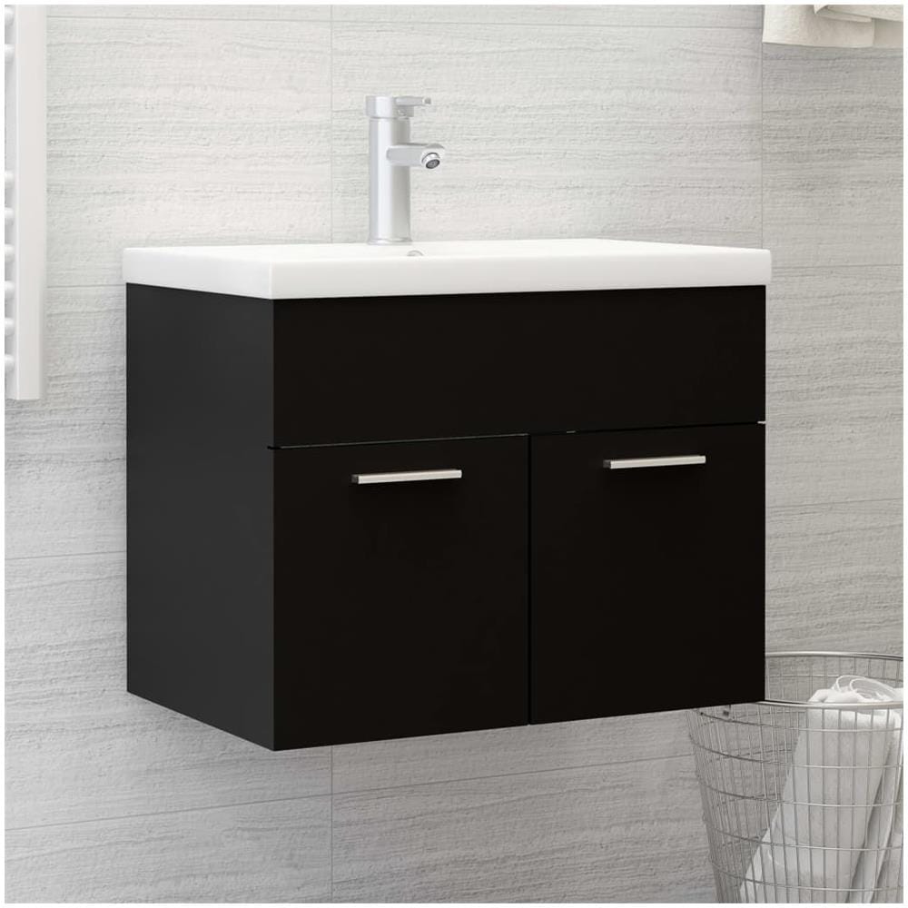 Mobile Bagno Con Lavabo Integrato Nero In Truciolato - Foto 1