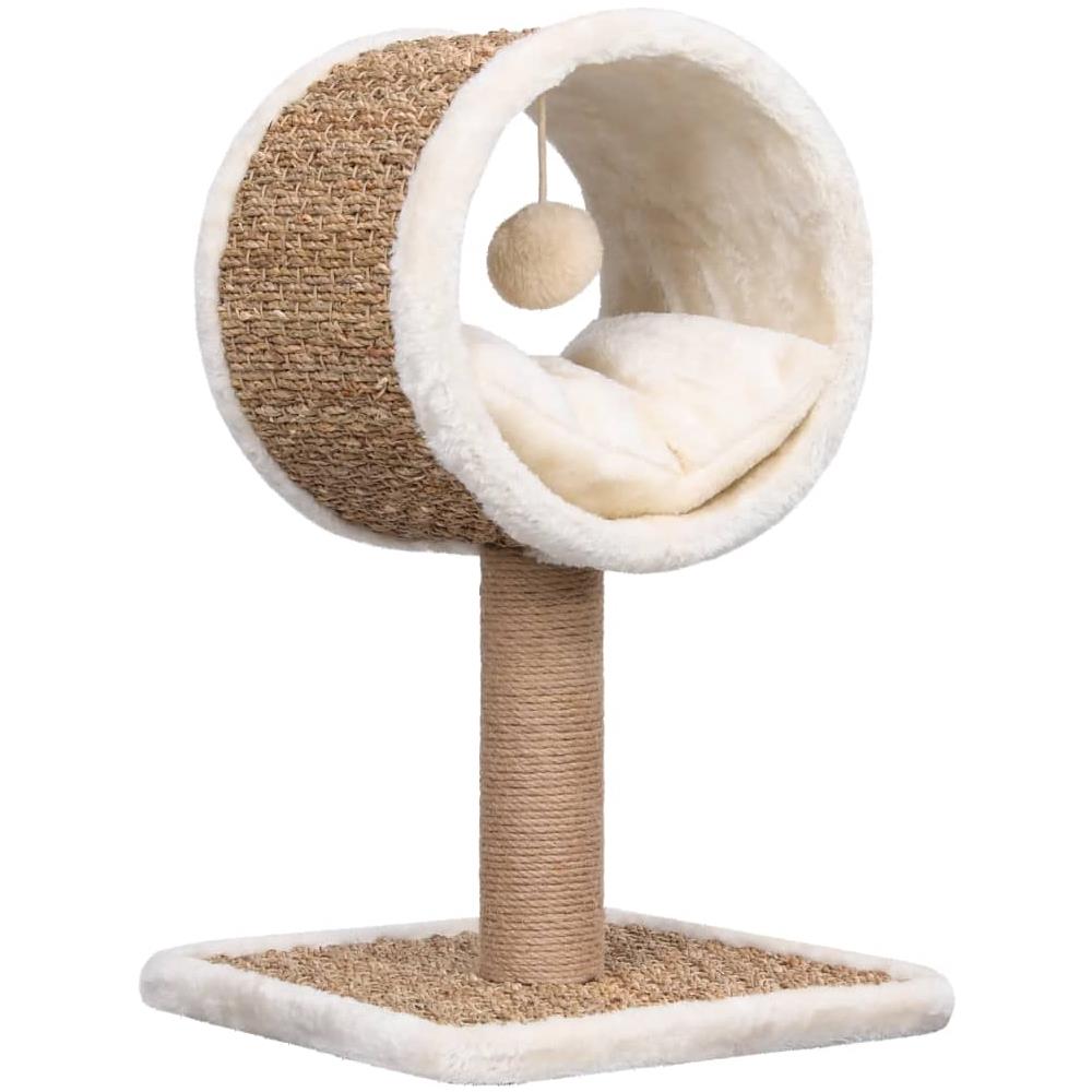 Albero per Gatti con Tunnel in Alto e Giocattolo 56cm in Giunco - Foto 2