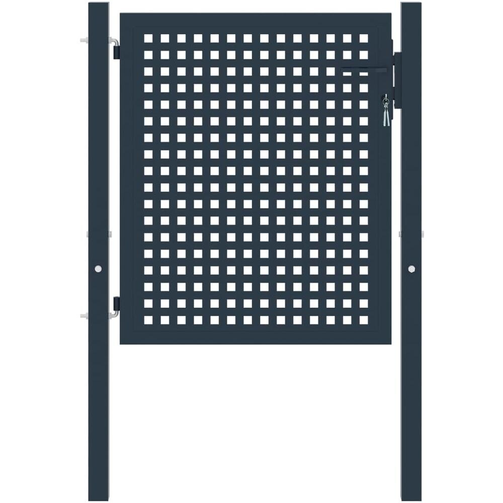 Cancello Per Recinzione Antracite 102x125 Cm In Acciaio - Foto 1
