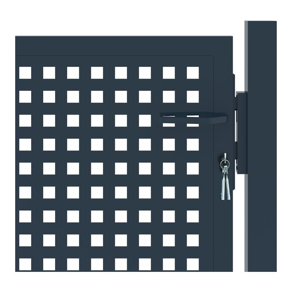 Cancello Per Recinzione Antracite 102x125 Cm In Acciaio - Foto 3