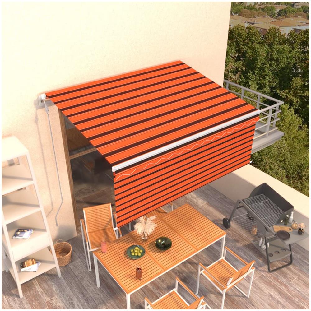 Tenda Retrattile Automatica Parasole 3,5x2,5m Arancio Marrone - Foto 1