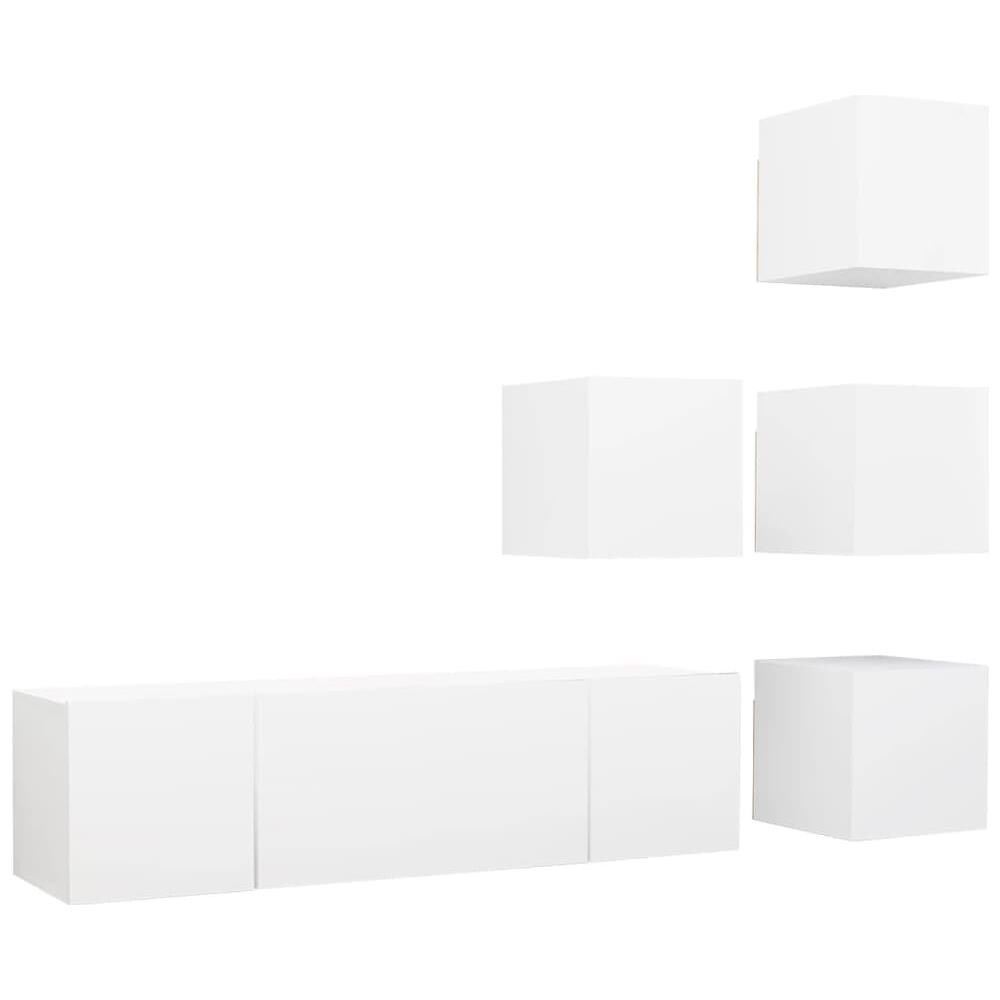 Set Mobili Porta TV 6 pz Bianco in Legno Multistrato - Foto 1