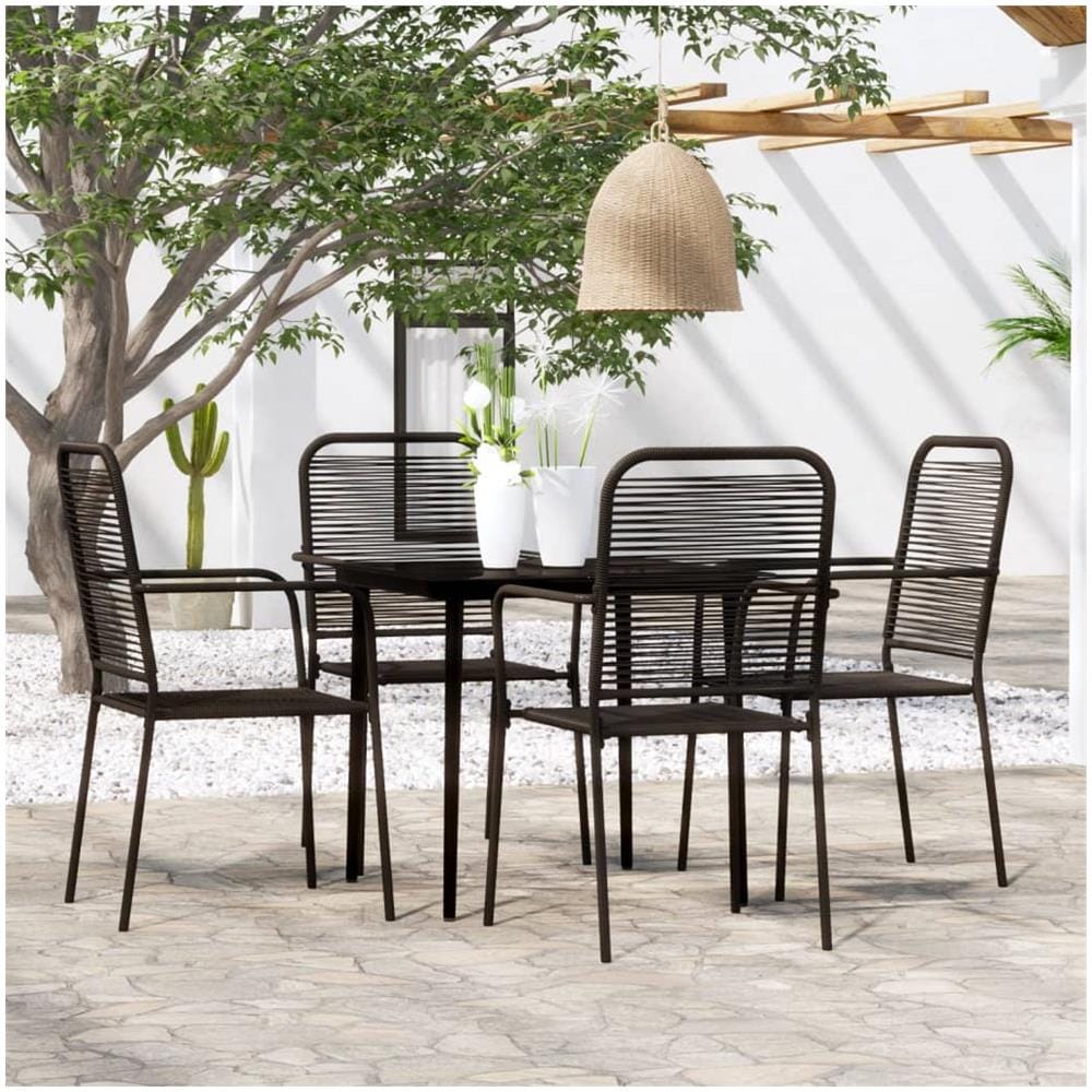 Set Mobili Da Pranzo Per Giardino 5 Pz Nero - Foto 1