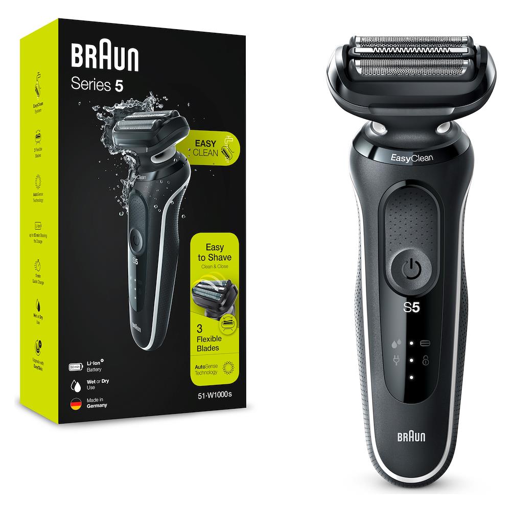Rasoio Elettrico Braun Series 5 51-w1000s Trimmer 3 Lame Flessibili Nero - Foto 3