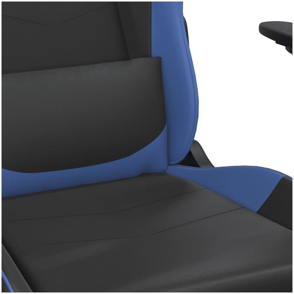 Sedia da Gaming Massaggiante Poggiapiedi Nero e Blu Similpelle - Foto 2