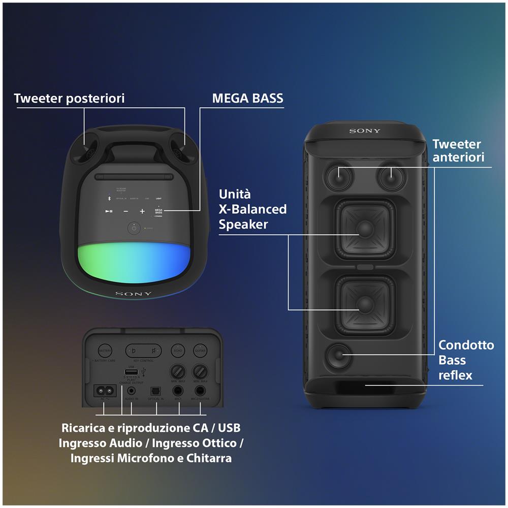 Altoparlante SRS-XV800 Wireless Audio a 360° e MEGA BASS Portatile Colore Nero - Foto 6