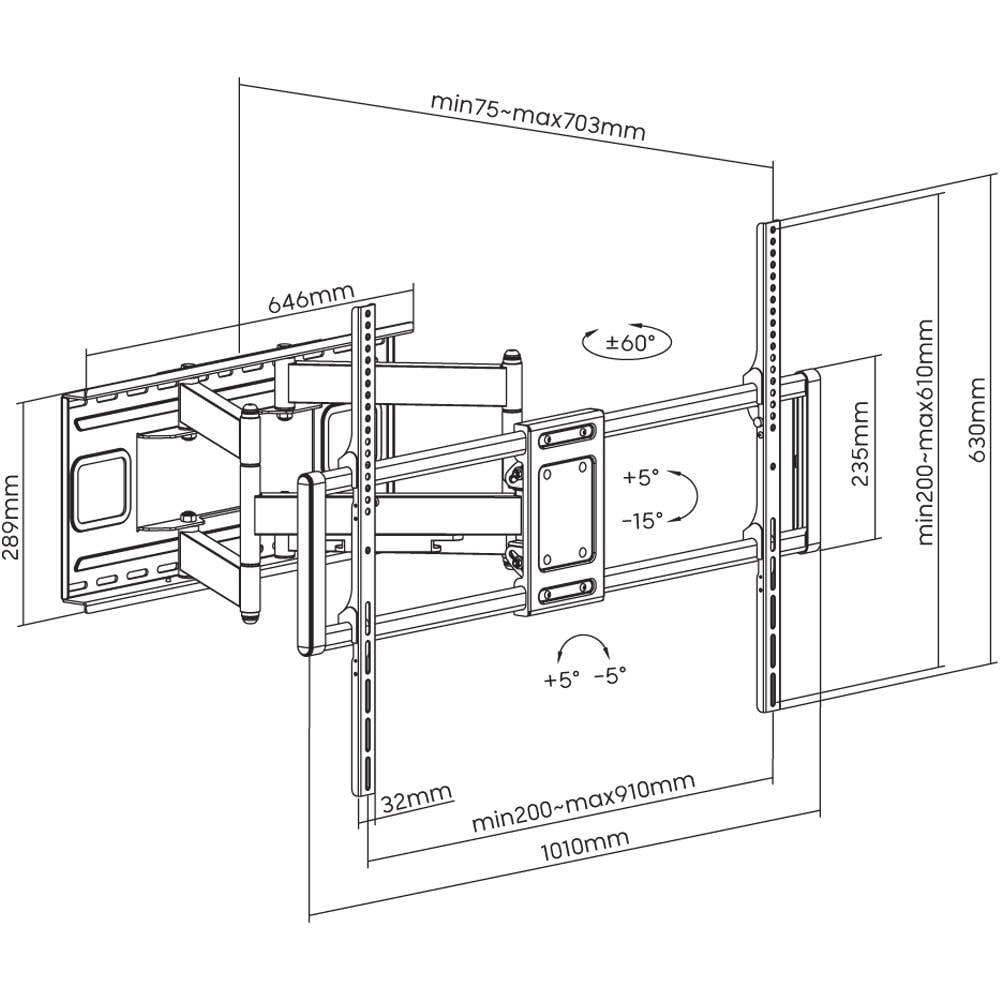 Staffa A Muro Slim Per Tv Led Lcd 60-120'' Nero - Foto 2