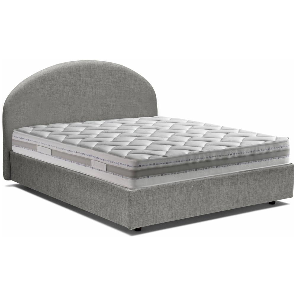 Letto Matrimoniale Aurora, Letto Contenitore Con Rivestimento In Tessuto, 100% Made In Italy, Apertura Frontale, Con Materasso Cm 160x200 Incluso, Grigio - Foto 1