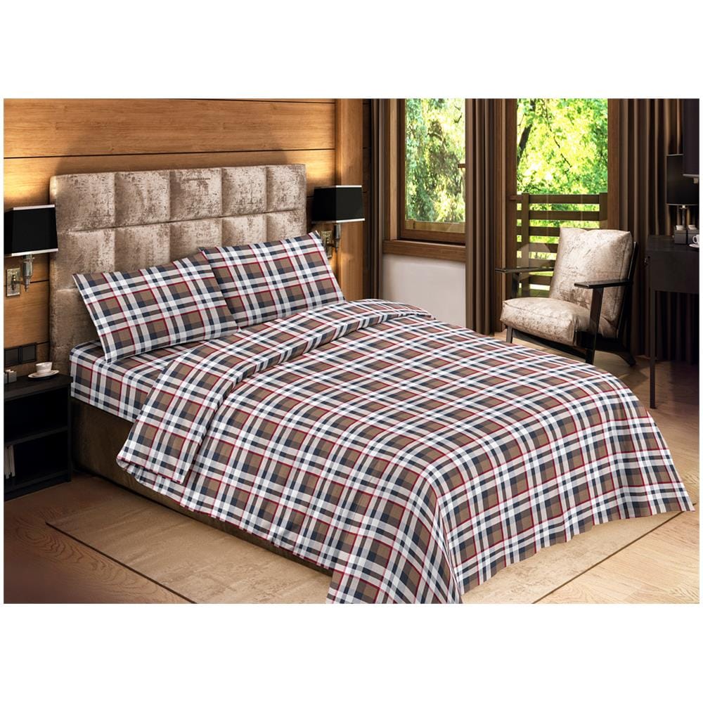 Completo Lenzuola Letto 100% Cotone Disegno Scozia Mod Rp Made In Italy 1 Piazza Scozia - Foto 1