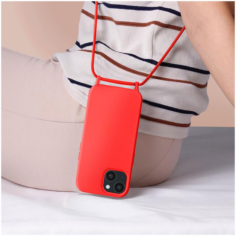 Cover Semirigida Per Iphone 15 Plus Cordino Nylon Intrecciato Serie Corda Rossa - Foto 2