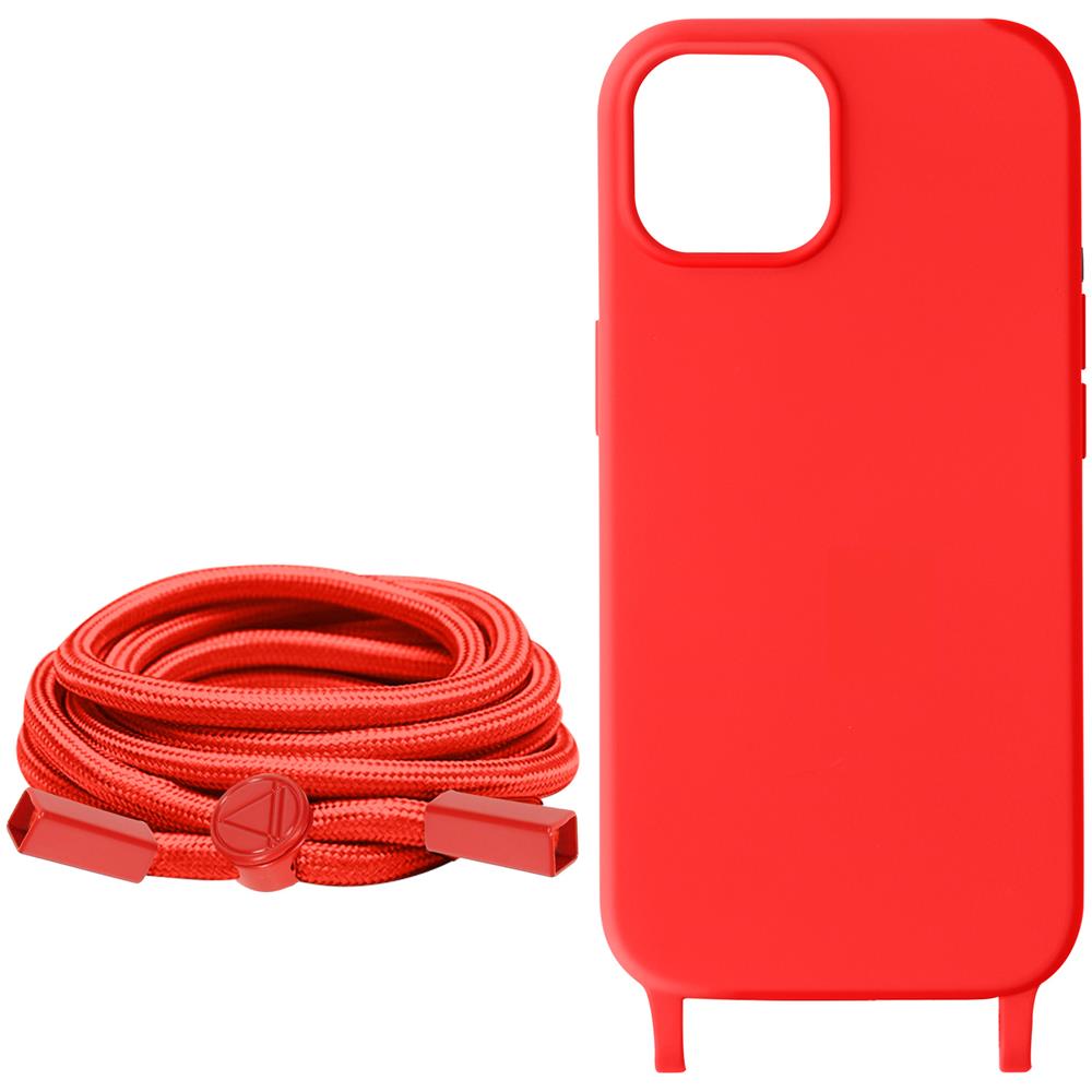 Cover Semirigida Per Iphone 15 Plus Cordino Nylon Intrecciato Serie Corda Rossa - Foto 5