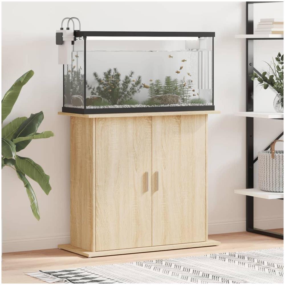 Supporto Acquario 81x36x73cm in Legno Multistrato Rovere Sonoma - Foto 2