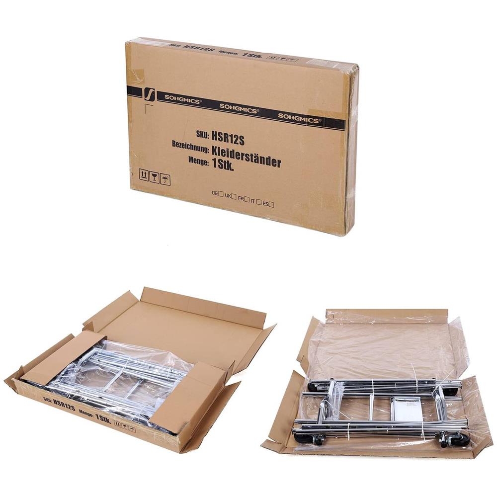 Gruccia appendiabiti su ruote in ferro cromato con ripiano - Foto 8