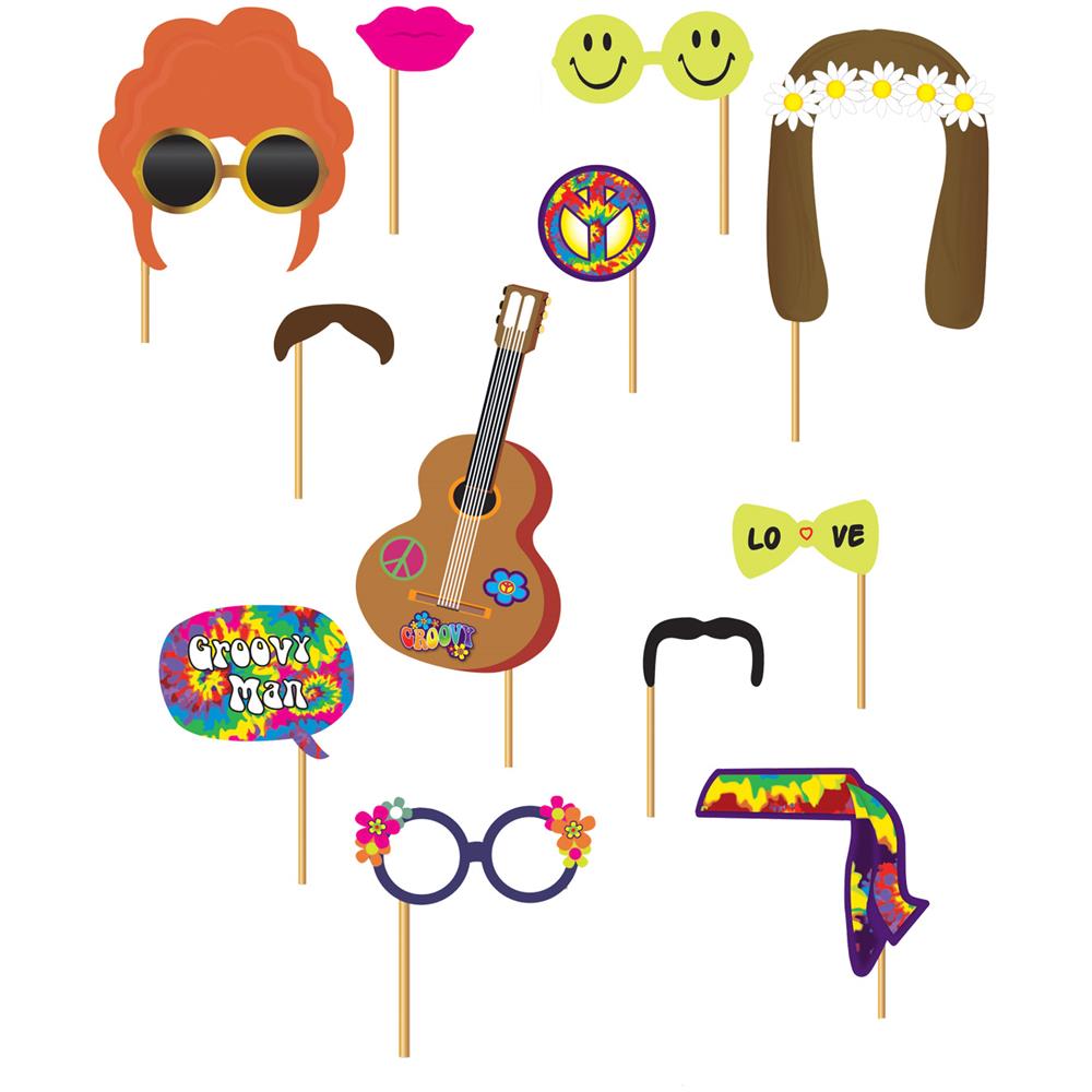 Kit Photobooth 12 Pezzi Hippie Taglia Unica - Foto 1