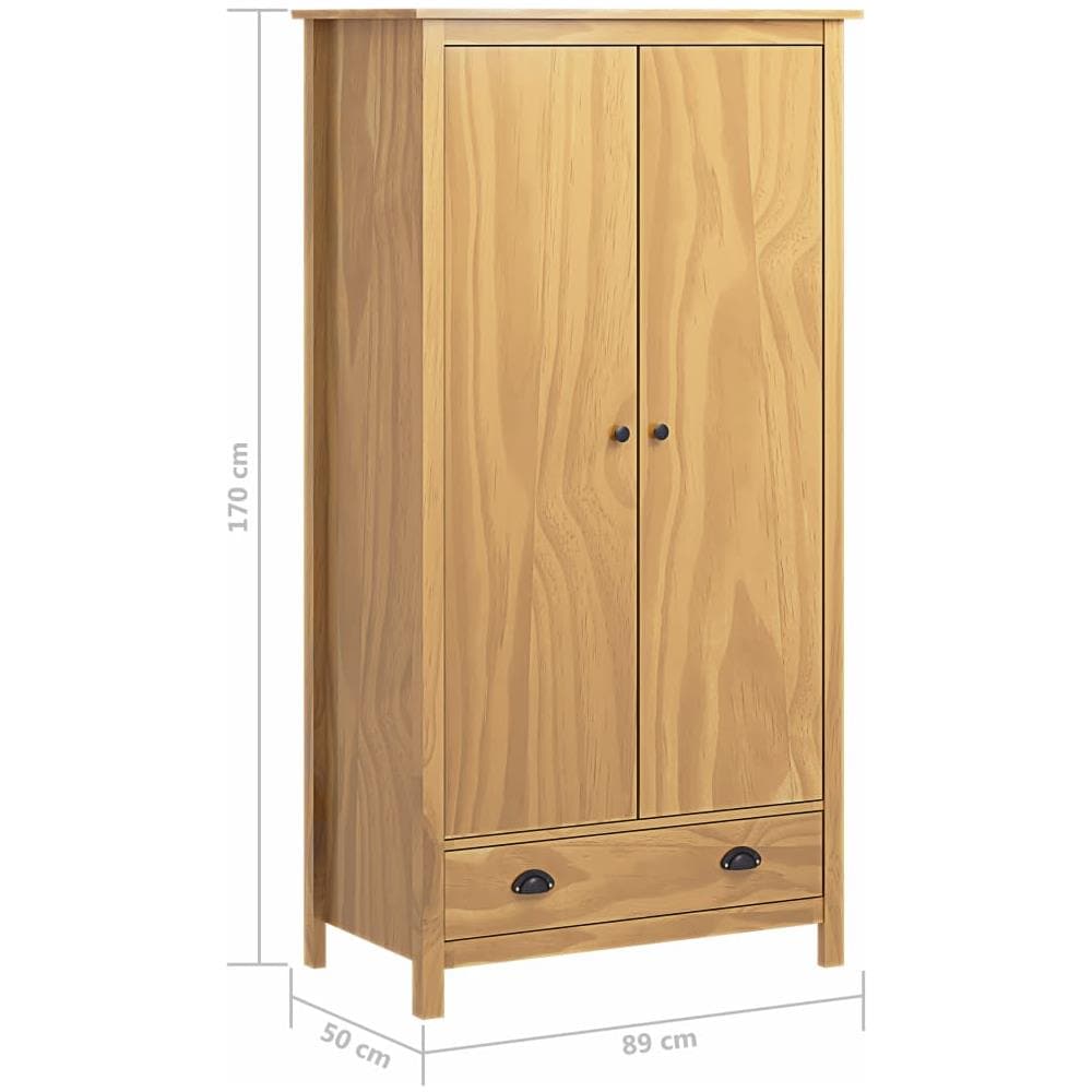 Armadio a 2 Ante Hill 89x50x170 cm Legno Massello di Pino - Foto 7