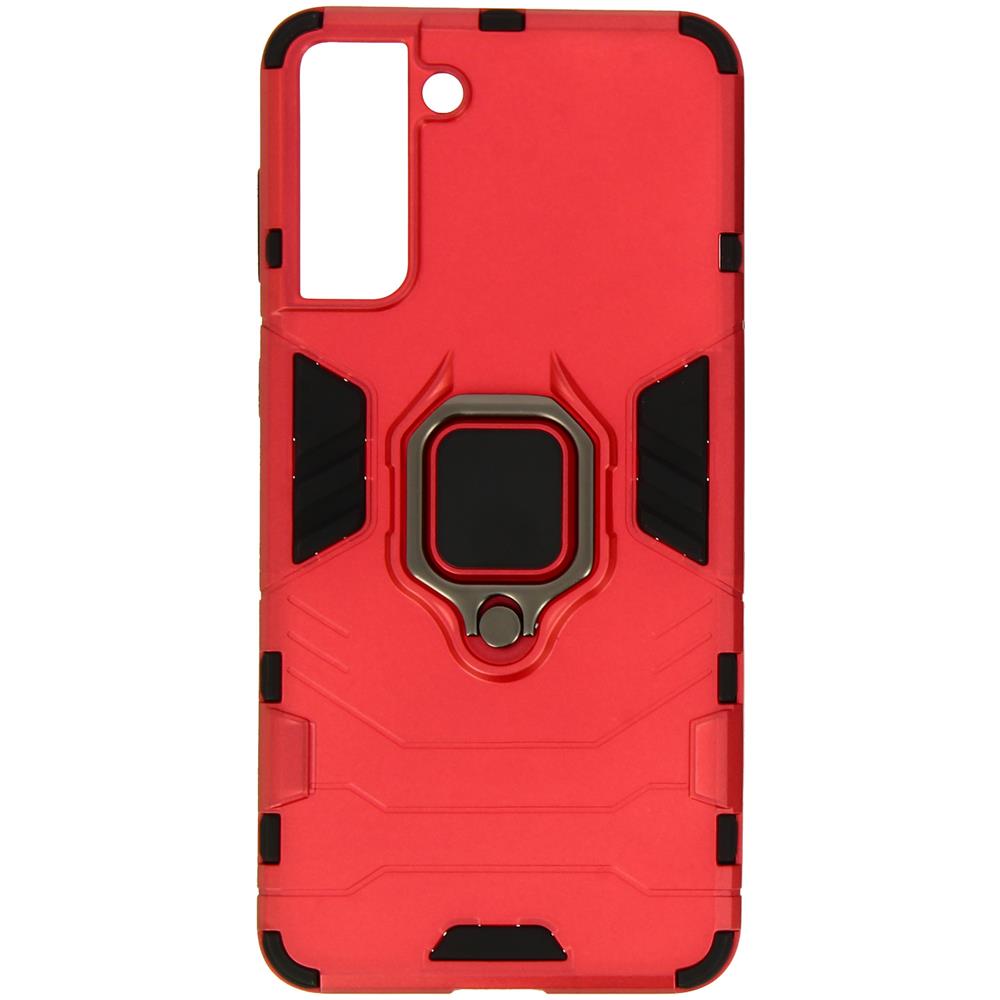 Cover Samsung Galaxy S21 Plus Bi-materiale Anello Supporto Video Rosso - Foto 1
