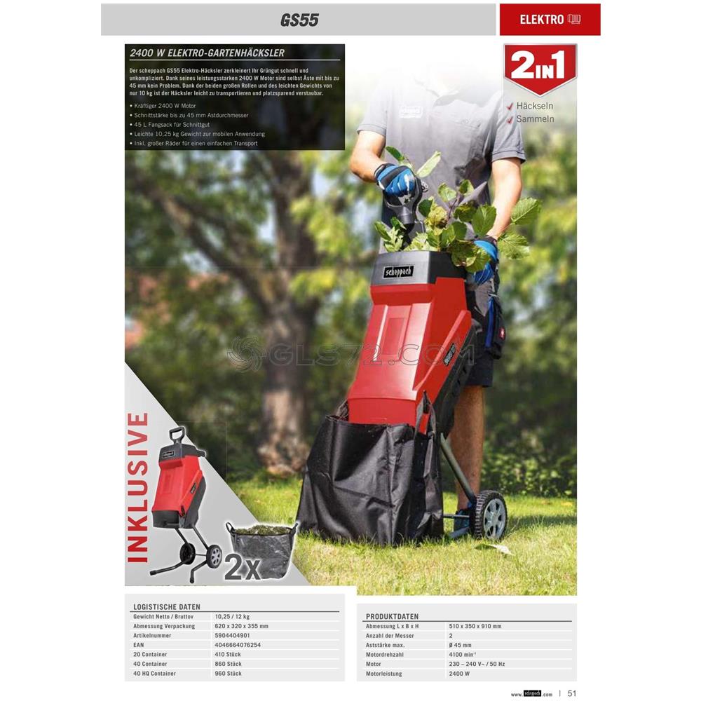 Biotrituratore Elettrico A Lame Da Giardino 2400w Gs55 - Foto 2