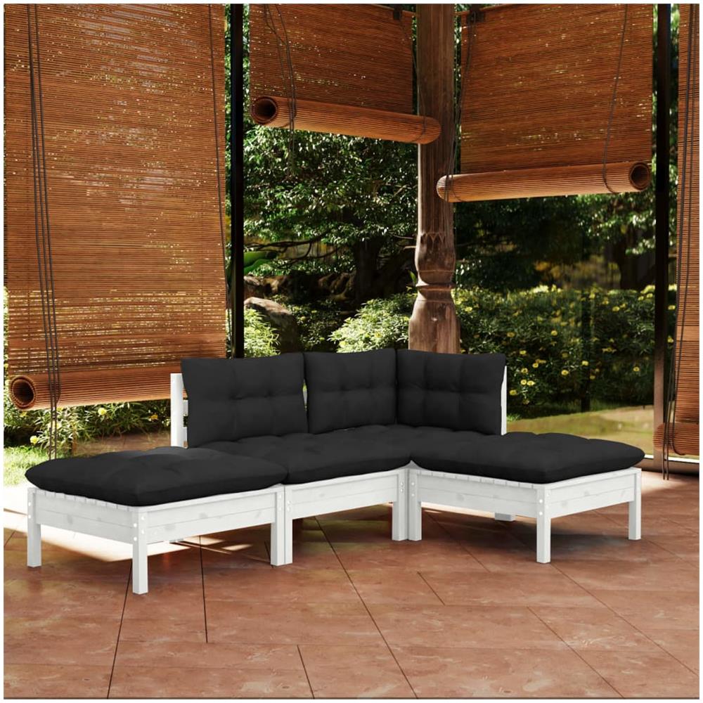 Set Divani da Giardino 4 pz con Cuscini in Massello di Pino - Foto 1