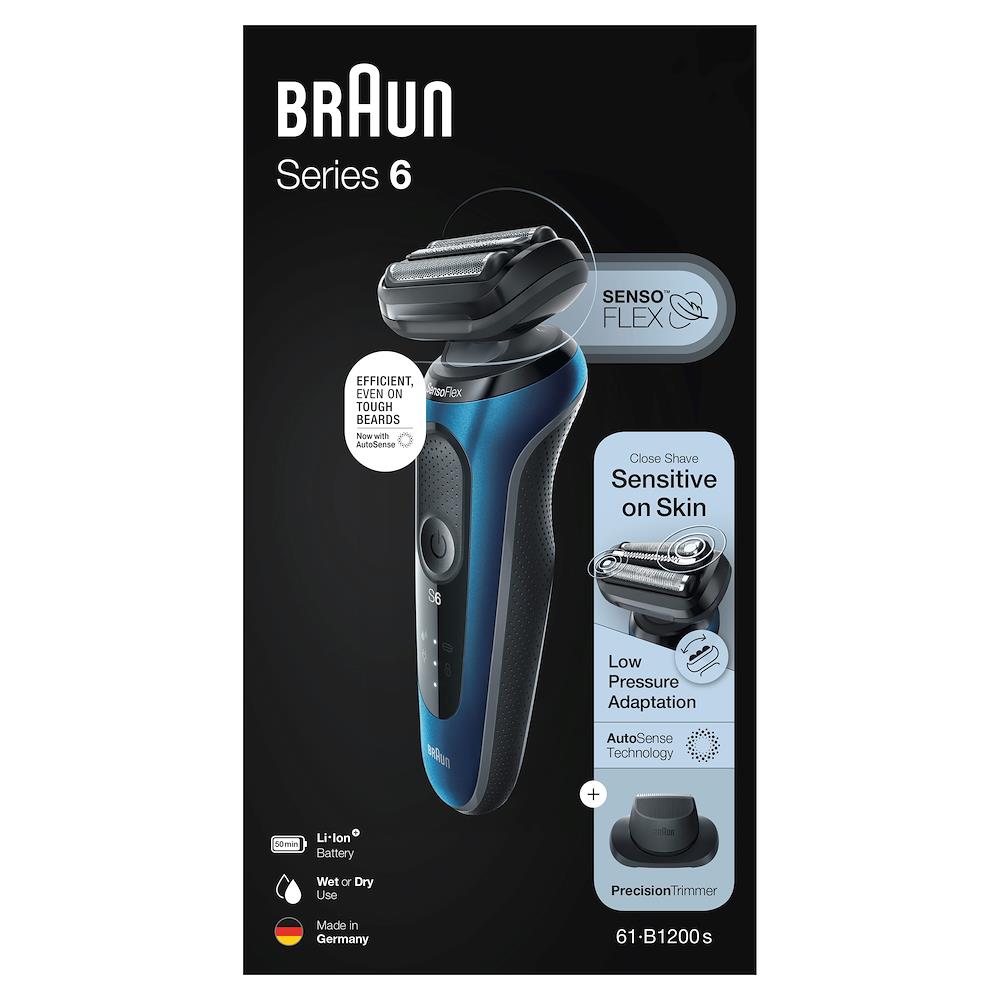 Rasoio Elettrico Braun Series 6 61-b1200s Trimmer Tecnologia Sensoflex Nero Blu - Foto 5