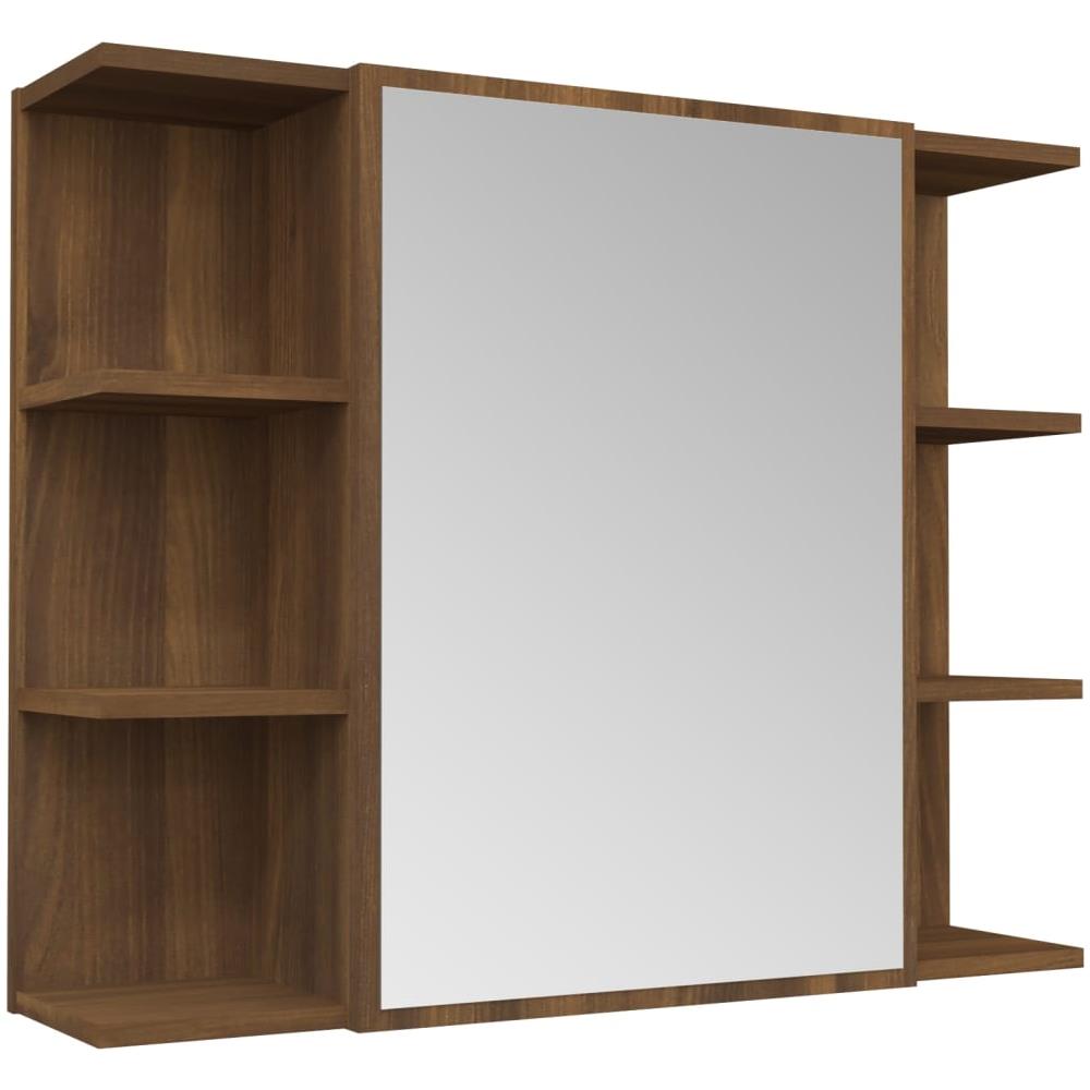 Mobile Da Bagno Specchio In Rovere Marrone 80x20,5x64 Cm Legno - Foto 2