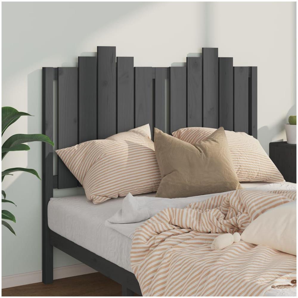Testiera Per Letto Grigia 126x4x110cm In Legno Massello Di Pino - Foto 3
