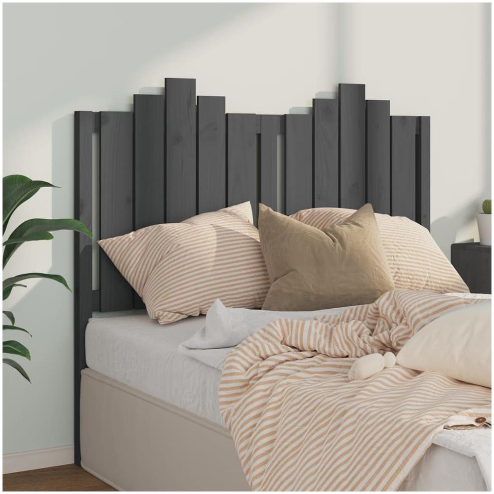 Testiera Per Letto Grigia 126x4x110cm In Legno Massello Di Pino - Foto 1