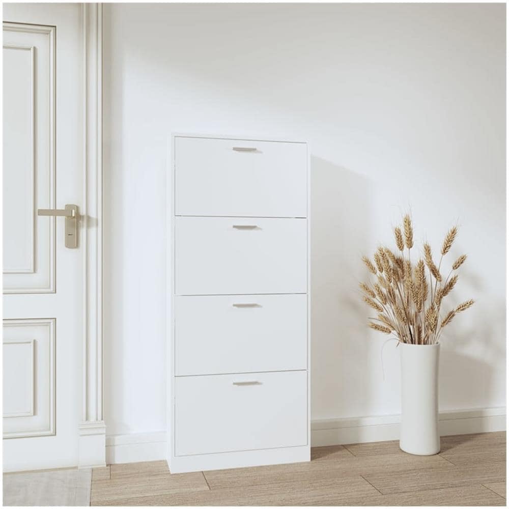 Scarpiera Bianca 59x17x150 Cm In Legno Multistrato - Foto 5