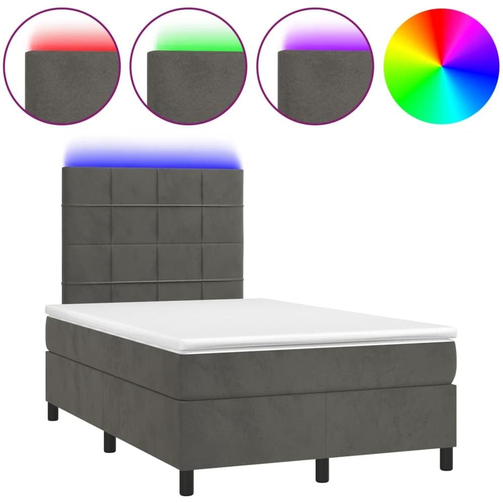 Letto A Molle Con Materasso E Led Grigio Scuro 120x200 Cm - Foto 2