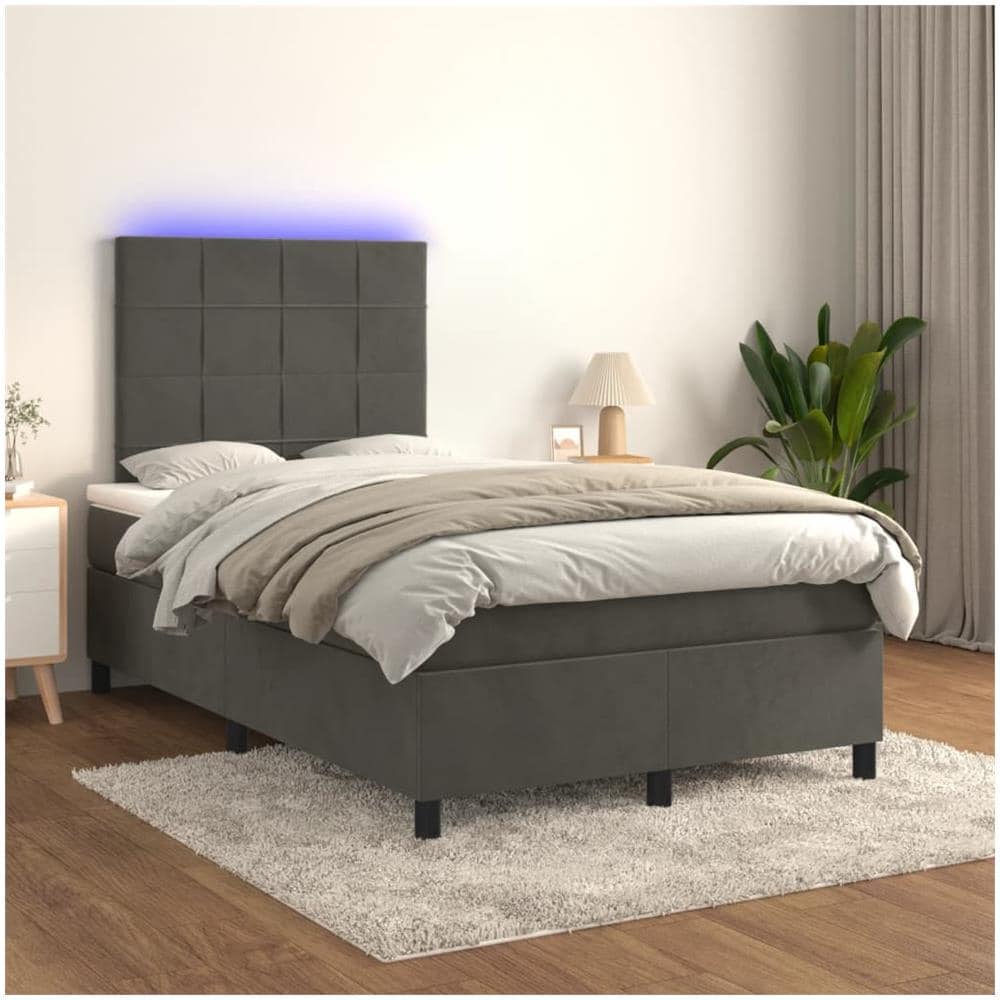 Letto A Molle Con Materasso E Led Grigio Scuro 120x200 Cm - Foto 1