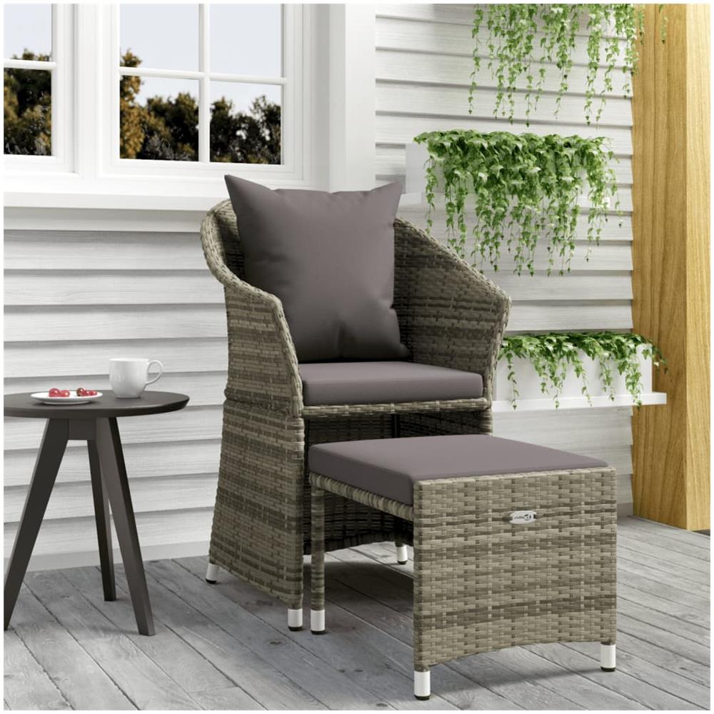 Set Di Divani Da Giardino 2 Pz Con Cuscini In Polyrattan Grigio - Foto 1