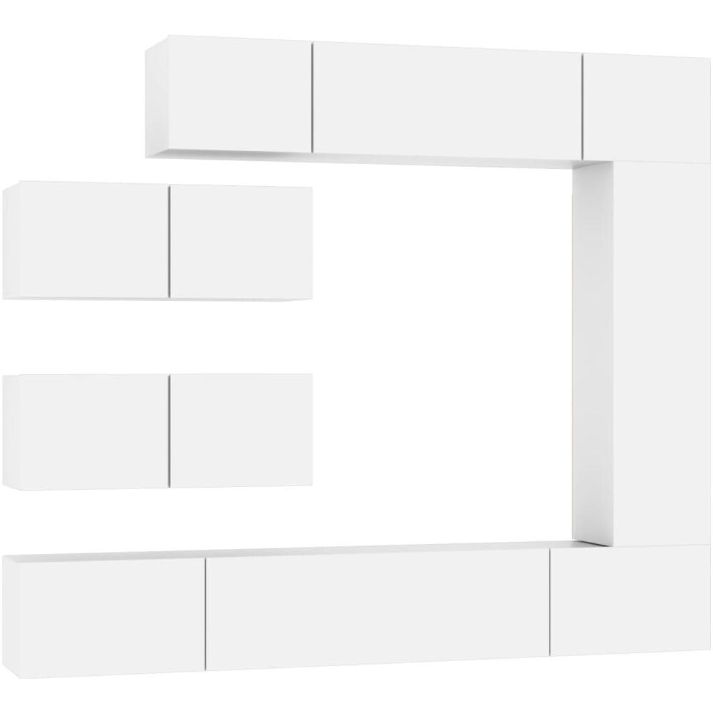 Set Di Mobili Porta Tv 7 Pz Bianco In Legno Multistrato - Foto 2