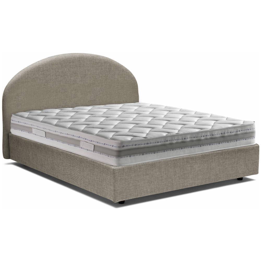 Letto Matrimoniale Giulia, Letto Contenitore Con Rivestimento In Tessuto, 100% Made In Italy, Apertura Frontale, Adatto Per Materasso Cm 160x200, Tortora - Foto 1
