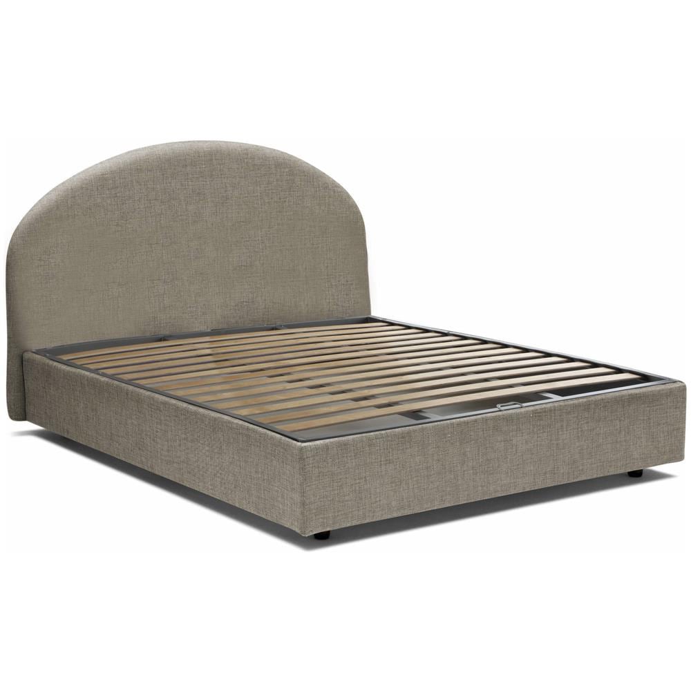 Letto Matrimoniale Giulia, Letto Contenitore Con Rivestimento In Tessuto, 100% Made In Italy, Apertura Frontale, Adatto Per Materasso Cm 160x200, Tortora - Foto 2