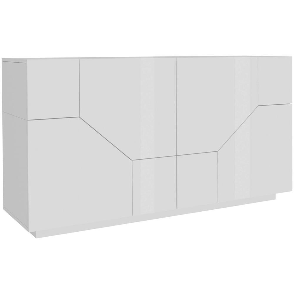 Credenza Stefano, Madia Da Cucina A 4 Ante, Buffet Da Soggiorno, 100% Made In Italy, Cm 200x43h86, Bianco Lucido - Foto 2