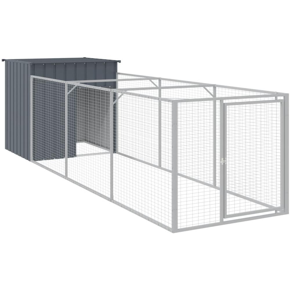 Casetta Cani con Corsa Antracite 110x405x110 cm Acciaio Zincato - Foto 2