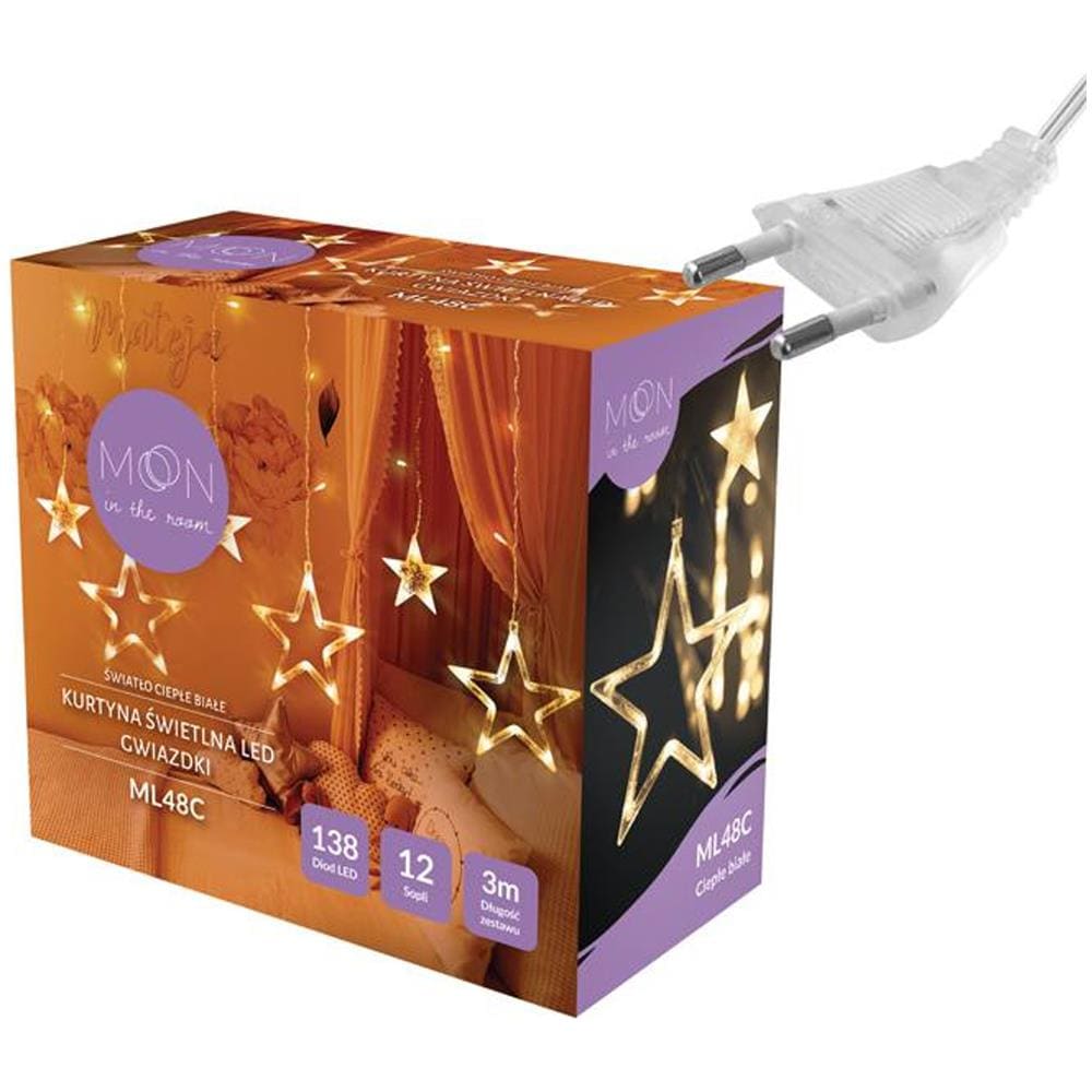 Tenda Luminosa Decorativa Led Stelle 138led 3m Stelle Bianco Caldo Tenda Stellare - Foto 2