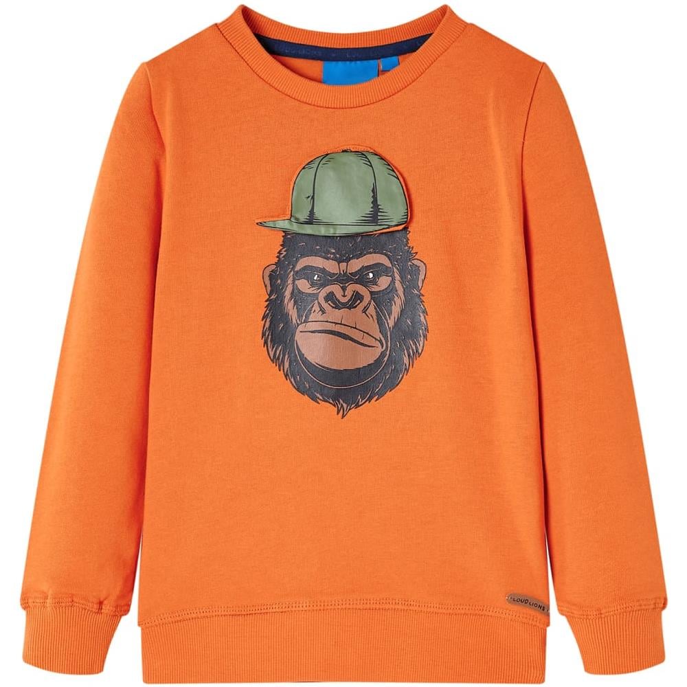 Felpa Da Bambino Con Stampa Gorilla Arancione Scuro 104 - Foto 1