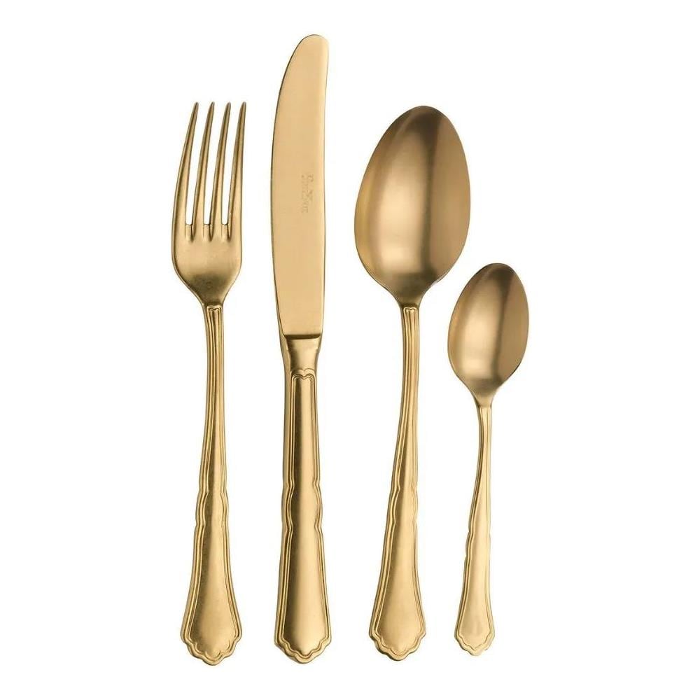 Settecento Alchimique Gold Posate da tavola in acciaio oro satinato Confezione - mestolo Made in Italy - Foto 1