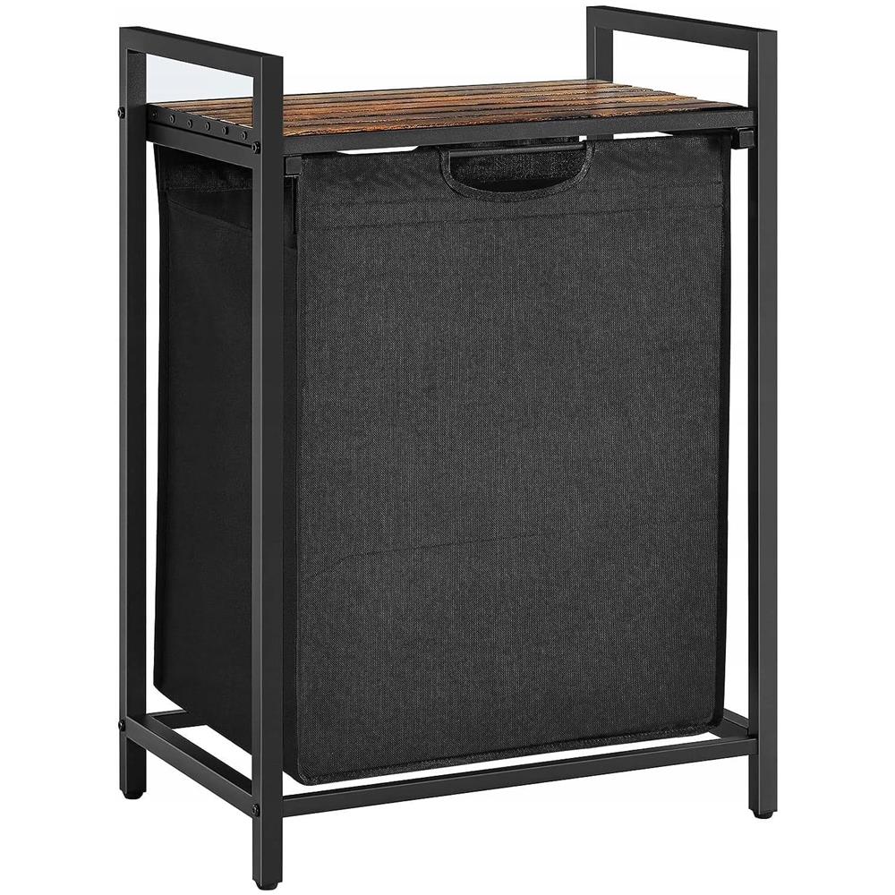 Mobile portabiancheria 65L Marrone Rustico Nero | scomparto singolo - Foto 1