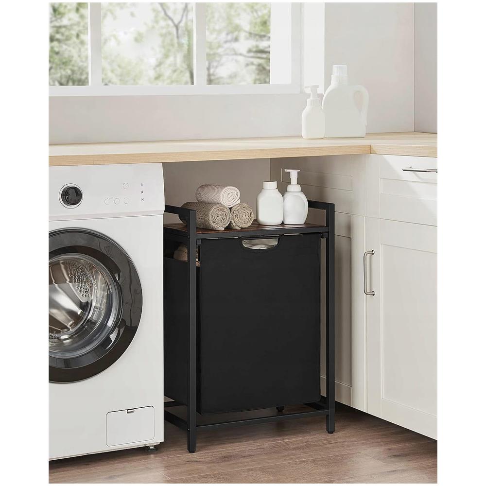 Mobile portabiancheria 65L Marrone Rustico Nero | scomparto singolo - Foto 9