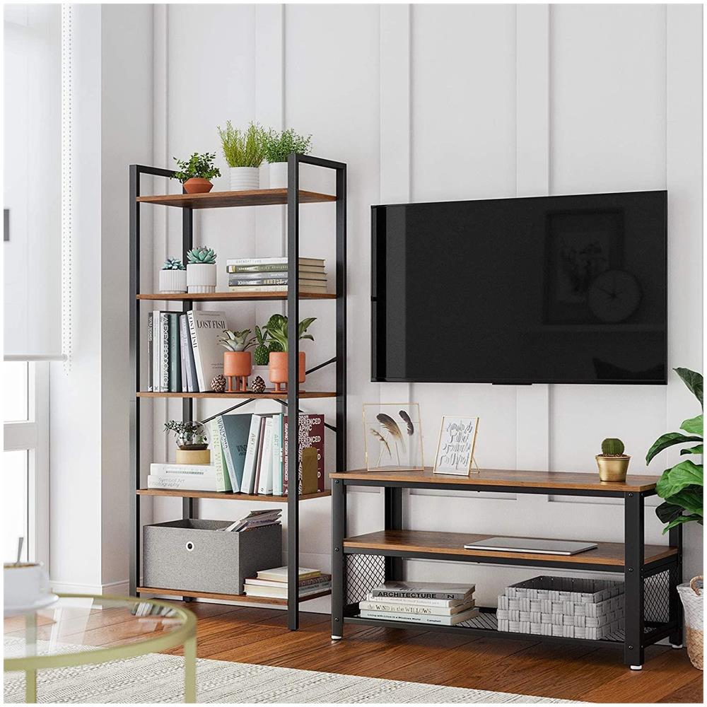 Libreria in acciaio marrone rustico a 5 ripiani - Foto 2