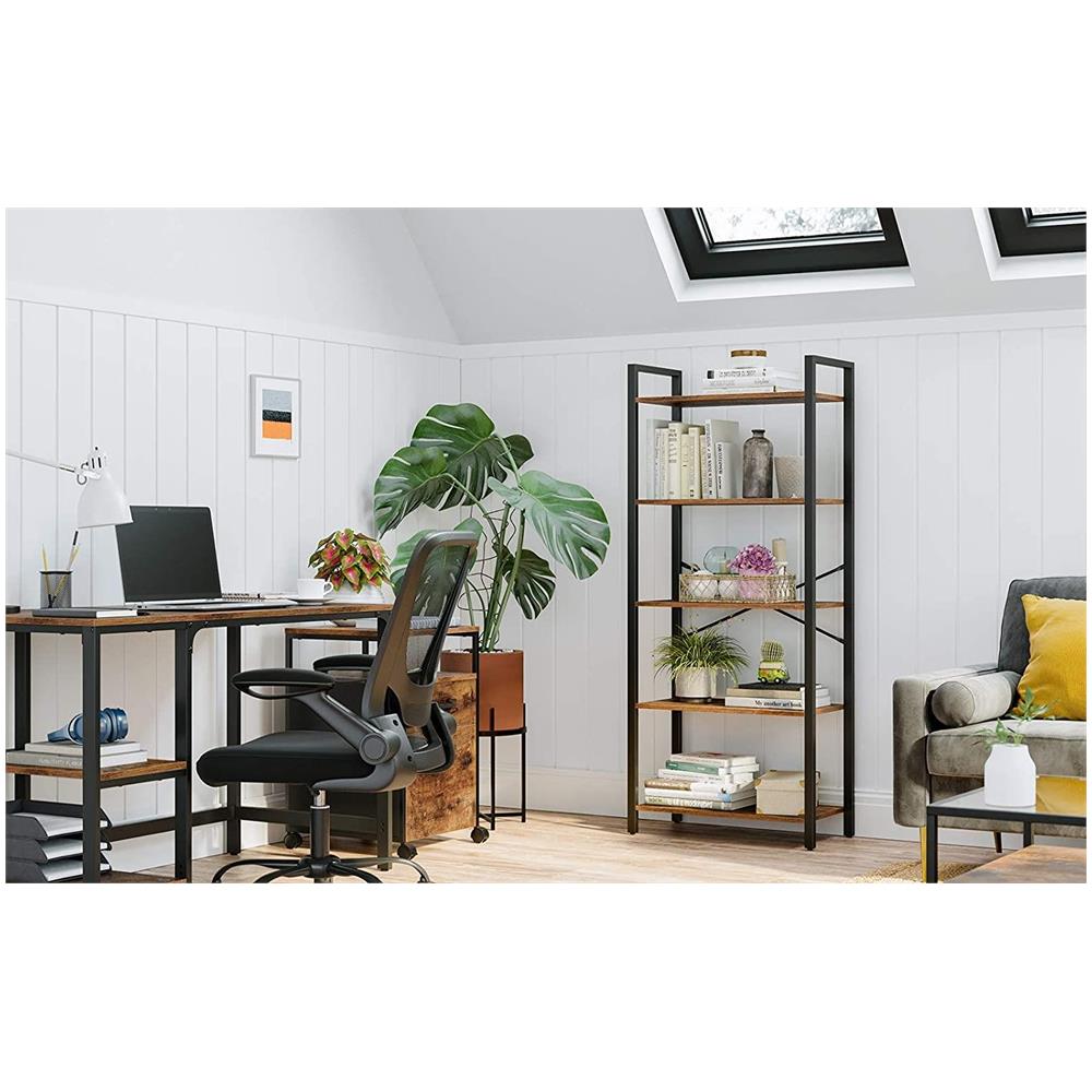 Libreria in acciaio marrone rustico a 5 ripiani - Foto 7