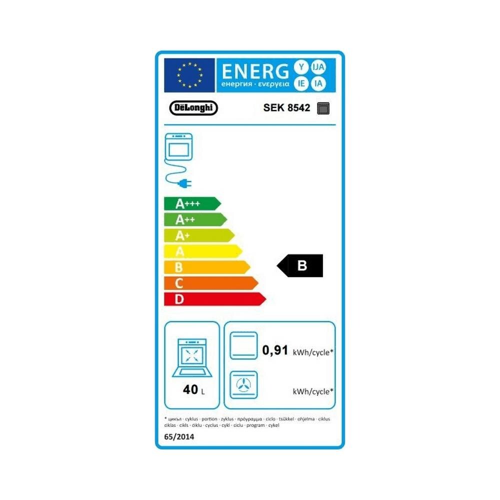 DE LONGHI Cucina Elettrica Smart SEK 8542 4 Fuochi a Gas + 2 Piastre Elettriche Forno Elettrico Statico da 40 Litri Classe B Dimensioni 86 x 50 cm Colore Coppertone OV11170