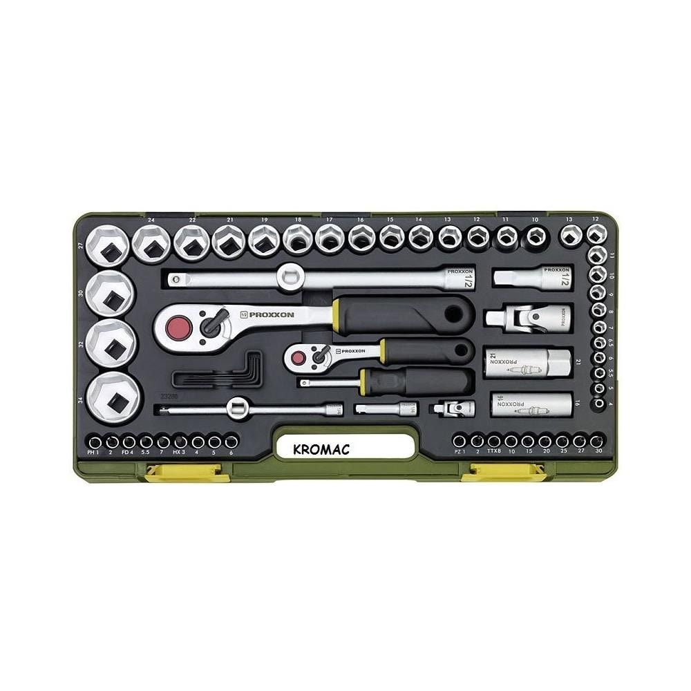 23286 Set Completa Con Leva A Cricco, 1/4'' E 1/2'', 65 Pezzi - Foto 1